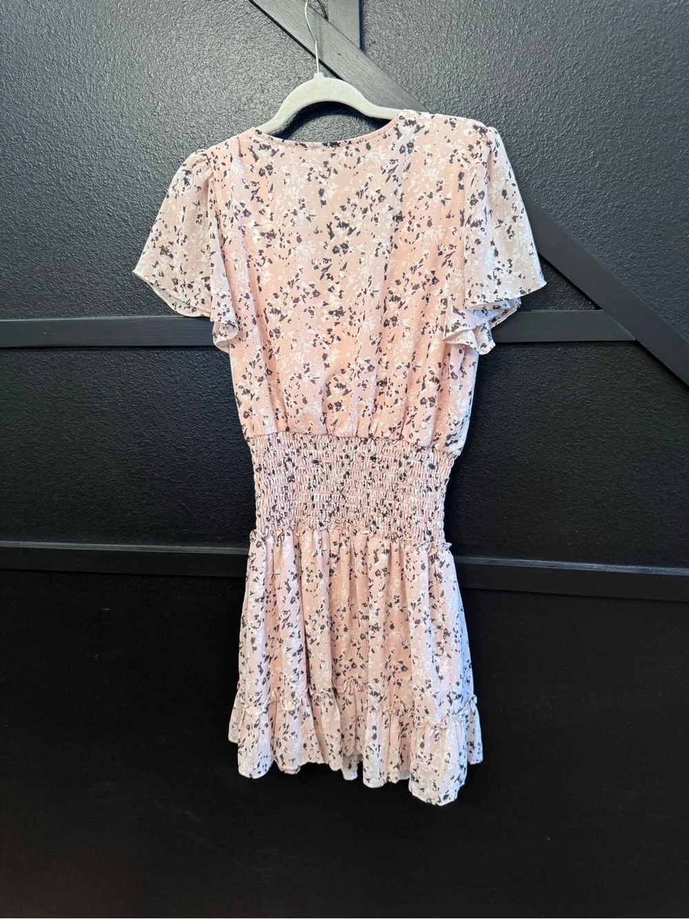 She + Sky Blush Floral Smocked Mini Dress